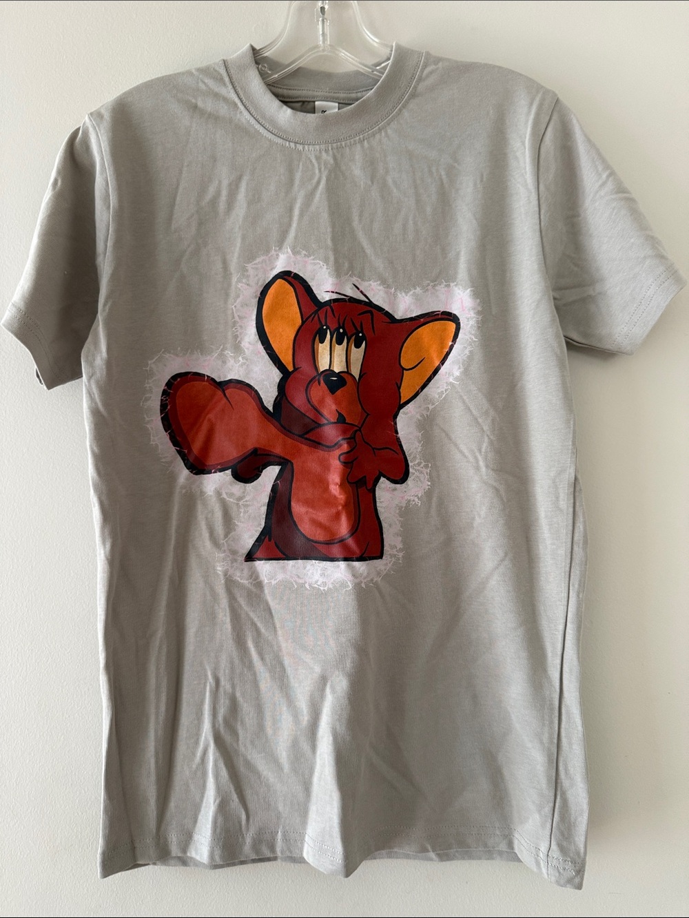 Kids Gray Graphic Tee with Red Cartoon Mouse